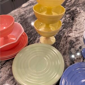 Pastel Ceramic Dessert Set - Yellow, Coral, Mint, Blue